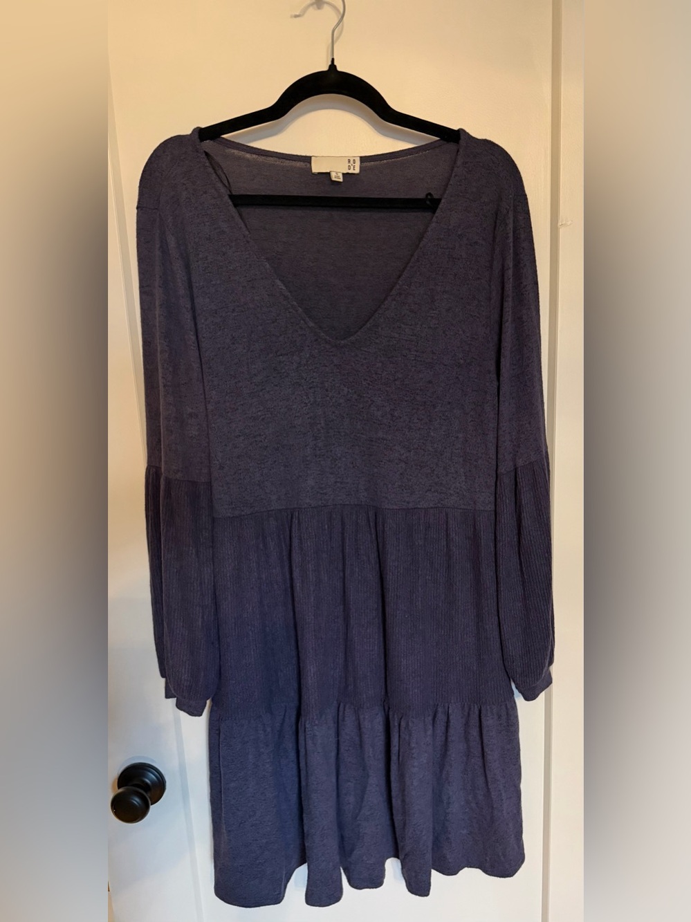 Anthropologie Deep Indigo V-Neck Tiered Knit Tunic